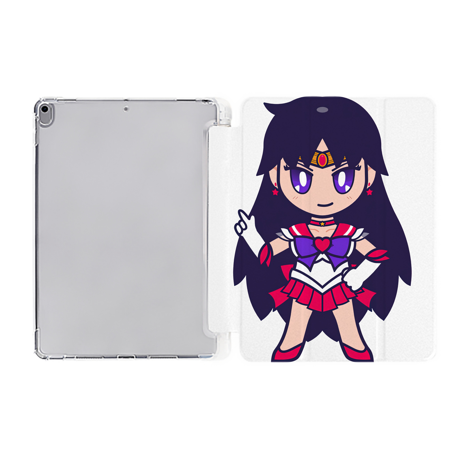 （画像用） 美少女戦士セーラームーン 火野レイ ひの レイ Sailor Moon Hino Rei （セーラーマーズ,Sailor Mars） IPad ケース ペン収納付き 三つ折りスタンド PUレザー×シリコン 対応機種9.5/10.5/10.9インチ